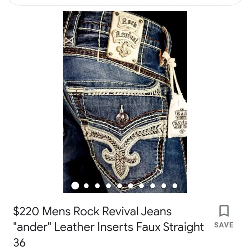 Men rock revival jeans 36×38